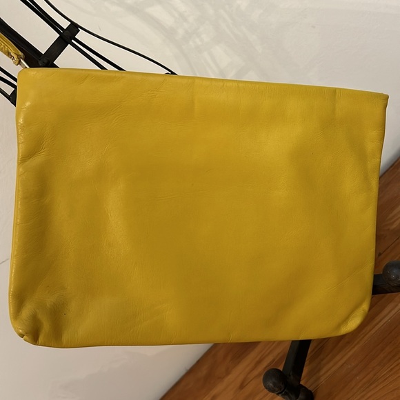 Yellow Leather Clutch Wristlet Made in Brazil summer night out EUC - Picture 4 of 5
